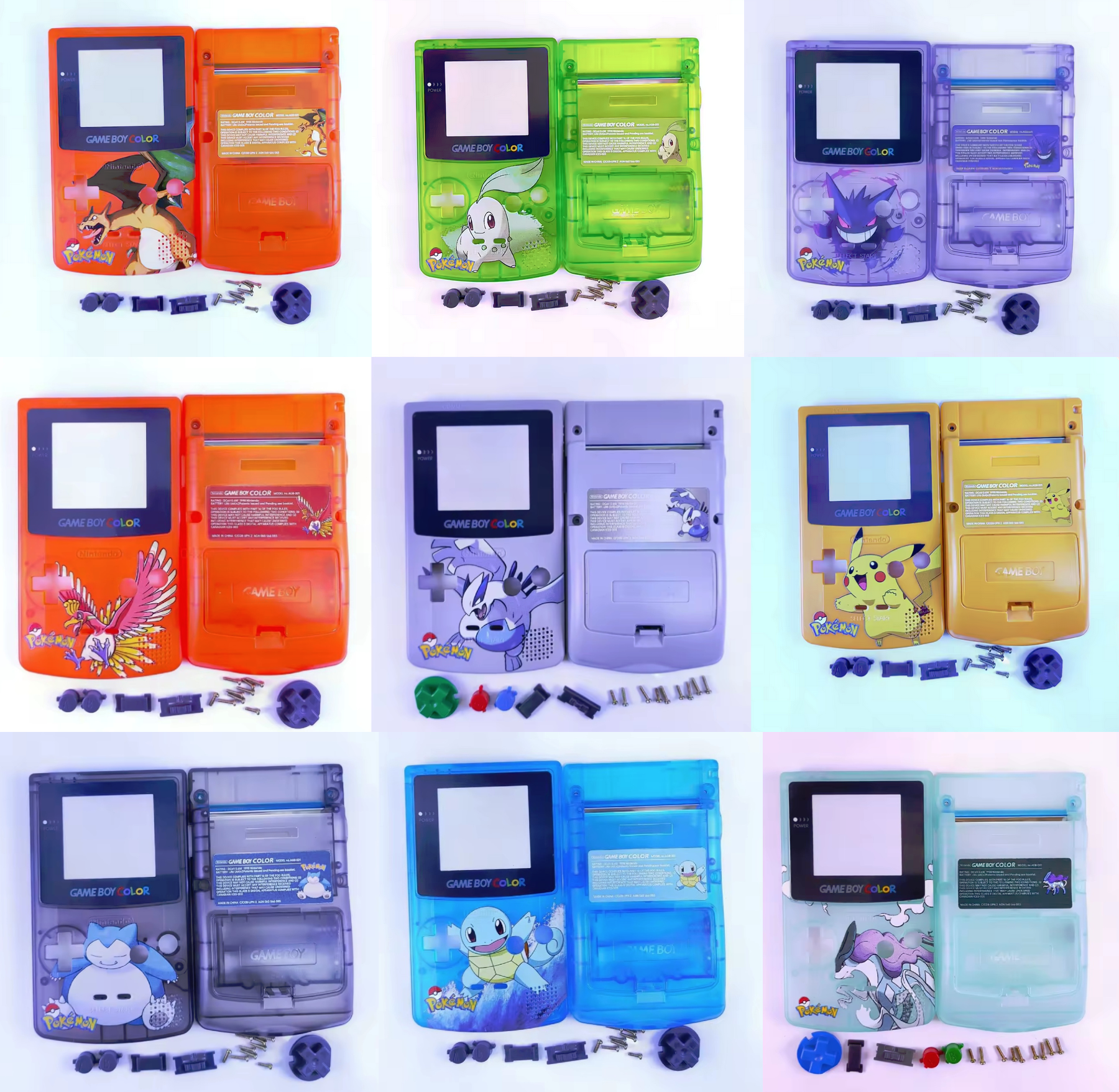 GBC Game Boy Color Case Replacement Shell Full Housing Pokemon