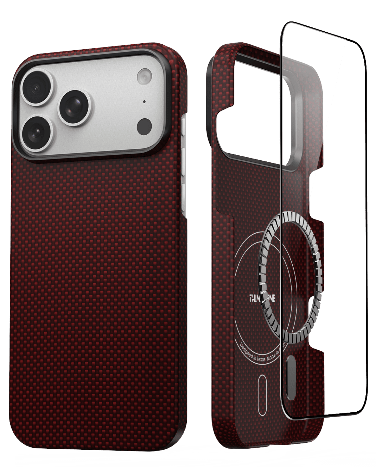 iPhone 17 Pro Max Case - Super Thin | Aramid Fiber | MagSafe - Crimson
