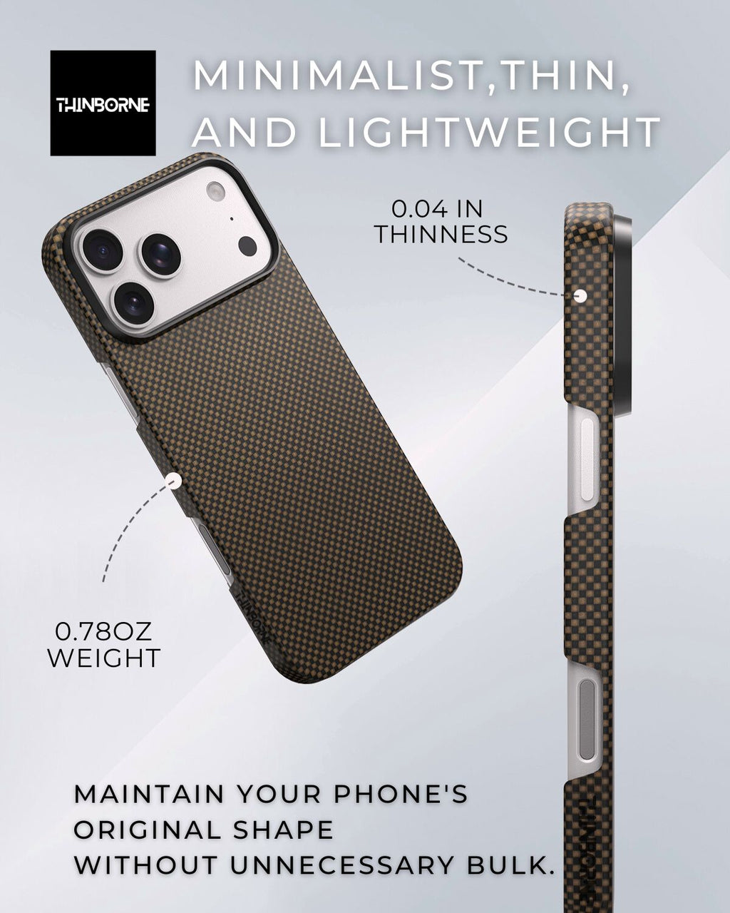 iPhone 17 Pro Max Case - Super Thin | Aramid Fiber | MagSafe - Brown|Black